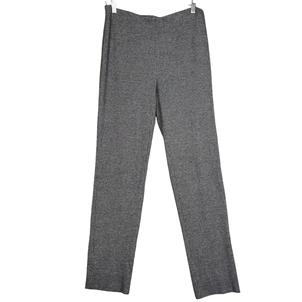 J.Jill Womens Preppy Houndstooth Ponte Slim‎ Leg Trousers Black Gray S Office